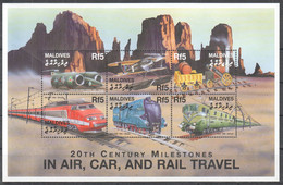 NW632 MALDIVES TRANSPORTATION TRAINS IN AIR, CAR, AND RAIL TRAVEL 1KB MNH - Eisenbahnen