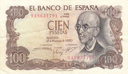 CRBP0028 BILLETE ESPAÑA 100 PESETAS 1970 SERIE ESPECIAL 9A MBC 5 - Andere & Zonder Classificatie