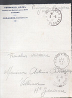 Cahors (46 Lot) Carte-lettre TERMINUS HOTEL Avec Cachet Ferroviaire Clamecy à Nevers 1915 ( PPP31463) - Spoorwegpost
