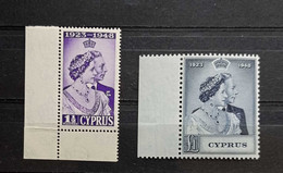 Cipro 1948 Nozze D'Argento Dei Sovrani 2 Valori Nuovi ** - Cyprus (...-1960)