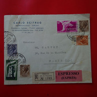 LETTRE RECOMMANDE FIRENZE CARLO SCITRUG POUR PARIS - 1946-60: Afgestempeld