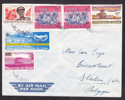 Congo: Airmail Cover To Belgium, 1960s, 6 Stamps, Value Overprint, Army, Military Aid, Peace (minor Damage, See Scan) - Sonstige & Ohne Zuordnung