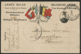 Carte Aux Drapeaux + Cachet à Date POSTES MILITAIRES BELGIQUE 29/2/16 Pour La France. Voir Description - Esercito Belga