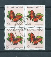 2002 Malawi Vlinders,butterfly,papillon In Block Of 4 Used/gebruikt/oblitere - Malawi (1964-...)