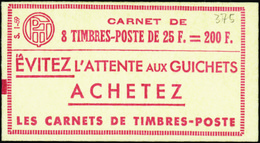 FRANCE  CARNETS N°1011 C  C1  25f Marianne De Muller 8 Timbres (s 1-59) Qualité:** - Non Classés