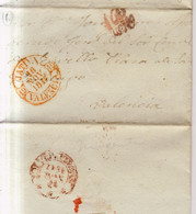 Año 1847 Prefilatelia Carta A Valencia Marcas Nº9 Jativa Valencia Y Porteo 1R - ...-1850 Prephilately