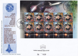 ISRAEL 2004 SPACE COVER ENVELOPE FDC SHUTTLE MISSIN STS 107 ILAN RAMON - Brieven En Documenten