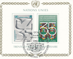 United Nations Vereinte Nationen Genf Geneva 1980 Michel Block 2, Michel 92 B, 93 B, Cancelled, 35 Years UN - Oblitérés