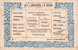 03068 "TORINO - DOTT. L. BONISCONTRO & M. GAZZONE - PREPARATI PURGATIVI, IODICI, OPOTERAPICI.........." CARTA ASSORBENTE - Alimentaire