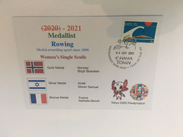 (1A14) 2020 Tokyo Paralympic - Medal Cover Postmarked Haymarket - Women's Rowing Single Sculls - Eté 2020 : Tokyo