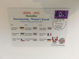 (1A14) 2020 Tokyo Paralympic - Medal Cover Postmarked Haymarket - Women's Kayak (Canoe) - Eté 2020 : Tokyo