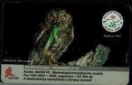 HUNGARY 1999 PHONECARD OWLS USED VF!! - Búhos, Lechuza