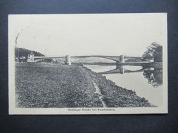 Saargebiet 1922 AK Gudinger Brücke Bei Saarbrücken Mit Violettem Stempel Gauturen Saar - Blies - Cartas & Documentos