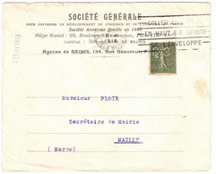 NANTES Loire Inférieure Lettre Entête Notaire Durand Gasselin 15c Semeuse Lignée GC Yv 130 Ob Meca Krag Lignes Inégales - 1903-60 Semeuse Lignée