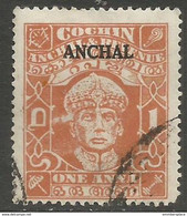 Cochin - 1939 ANCHAL Overprint 1a Used   Sc 60 - Cochin