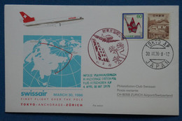 AA 2 JAPON BELLE CARTE FDC  1986 TOYYO  POUR ZURICH SUISSE+AFFRANCH. PLAISANT - Covers & Documents