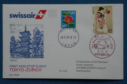 AA 2 JAPON BELLE LETTRE 1991 PREMIER VOL AEROPHILATELIE  POUR LUXEMBOURG +AFFRANCH. PLAISANT - Corréo Aéreo