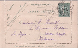 SEMEUSE LIGNEE - 1904 - CARTE-LETTRE ENTIER DATE 405 De MARSEILLE Avec BORDS ! => LA HAYE (HOLLANDE) ! - Tarjetas Cartas