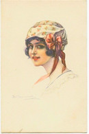 589 - Carte Illustrateur  -  ART DECO  -   S . BOMPARD  -  BELLE FEMME  AU  FOULARD - Circulée En 1915 - Bompard, S.