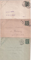 SEMEUSE LIGNEE - 1906/1919 - 3 ENVELOPPES ENTIER DATES 507 / 912 / 940 - TEINTES ! - Enveloppes Types Et TSC (avant 1995)