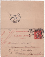 SEMEUSE MAIGRE - 1907 - CARTE-LETTRE ENTIER Avec DATE 647 - VARIETE PIQUAGE DECALE - Storia Postale