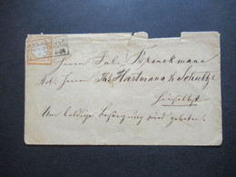 DR Brustschild Nr.18 EF 10.6.1873 Stempel Ra3 Osnabrück Stadtpost Expedition Und Rückseitig K1 Osnabrück - Briefe U. Dokumente