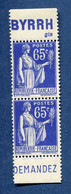 ⭐ France - Variété - YT N° 365 - Couleurs - Pétouilles - Pub Byrrh - Neuf Sans Charnière - 1937 ⭐ - Unused Stamps