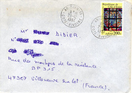 COTE D'IVOIRE. N°938 De 1994 Sur Enveloppe Ayant Circulé. Vitrail. - Verres & Vitraux