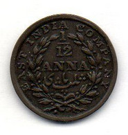 BRITISH INDIA - EAST INDIA COMPANY, 1/12 Anna, Copper, Year 1835, KM #445 - India