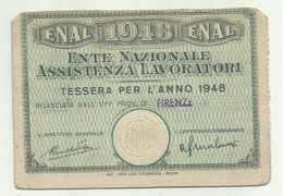 TESSERA ENTE NAZIONALE ASSISTENZA LAVORATORI  - FIRENZE 1948 - Collezioni