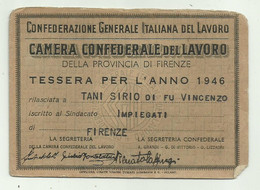 TESSERA CONFEDERAZIONE GENERALE ITALIANA DEL LAVORO - FIRENZE 1946 - Verzamelingen
