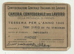 TESSERA CONFEDERAZIONE GENERALE ITALIANA DEL LAVORO - FIRENZE 1946 - Sammlungen