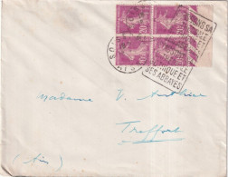 SEMEUSE CAMEE BLOC De 4 ! - 1931 - ENVELOPPE Avec DOUBLE DAGUIN !  De SOISSONS (AISNE) - 1906-38 Säerin, Untergrund Glatt