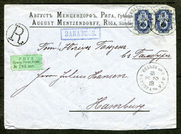 0236 Russia GREEN REGISTERED LABEL 1899 Cancel Riga LATVIA Cover To Hamburg Pmk - Covers & Documents