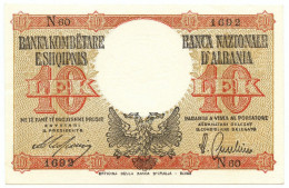 10 LEK REGNO D'ITALIA E ALBANIA BANCA NAZIONALE D'ALBANIA LUGLIO 1940 SUP+ - Ohne Zuordnung