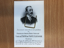 Ferdinand Comte De Marnix De Sainte Aldegonde Sénateur *1837 Liege +1913 Bruxelles Senator Litho Giele Louvain Photo - Todesanzeige
