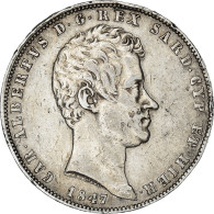 Monnaie, États Italiens, SARDINIA, Carlo Alberto, 5 Lire, 1847, Genoa, TB+ - Piemonte-Sardinië- Italiaanse Savoie