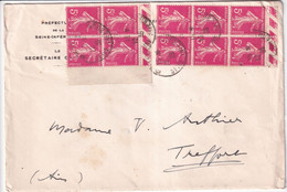 SEMEUSE CAMEE 5c BLOCS De 4 + 6 ! - 1935 - ENVELOPPE De ROUEN - 1906-38 Semeuse Camée