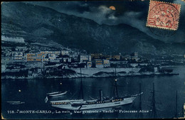 Monte Carlo La Nuit Vue Générale Yacht Princesse Alice 1905 Giletta - Port