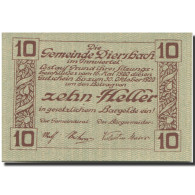 Billet, Autriche, Diersbach, 10 Heller, Village 1920-10-30, SPL, Mehl:FS 122a - Autriche