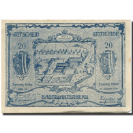 Billet, Autriche, Baumgarten, 20 Heller, Château 1920-12-31, SPL Mehl:FS 79a - Autriche