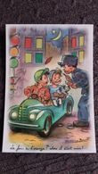 CPM REPRO ILLUSTRATRICE GERMAINE BOURET ENFANTS VOITURE MINIATURE AGENT FEU ORANGE MUR  ED AUTHENTIQUES ET IMAGINAIRES - Bouret, Germaine