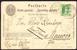 1908  5Rp GZ Karte Mit Zusatzfrankatur Aus Inner-Arosa An Alois Rheinberger, Pionier Weinbau, In Nauvoo, Illioise USA - ...-1912 Vorphilatelie