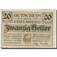 Billet, Autriche, Ebelsberg, 20 Heller, Château 1920-09-30, SUP Mehl:FS 140II - Autriche