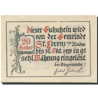 Billet, Autriche, St Lorenz, 20 Heller, Personnage 1920-10-31, SPL Mehl:FS 904a - Autriche