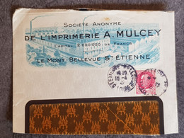 ENVELOPPE ILLUSTREE IMPRIMERIE  MULCEY A SAINT ETIENNE 1942 / DEPT 42 - Covers & Documents