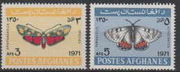 Afghanistan 1971 Mi. 1097-1098 Papillons Butterflies Schmetterlinge 2 Val. MNH** Faune Fauna Insects Insectes Insekten - Afganistán