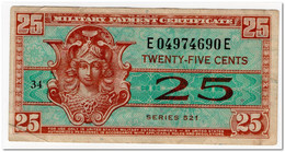 UNITED STATES,MILITARY PAYMENT CERTIFICATE,25 CENTS,1954,P.M31,VF-XF - 1954-1958 - Reeksen 521