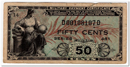 UNITED STATES,MILITARY PAYMENT CERTIFICATE,50 CENTS,1951,P.M25,F+ - 1951-1954 - Reeksen 481