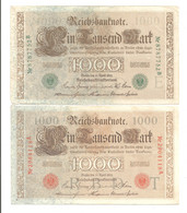 REICHSBANKNOTE // 1910 //  1000 Mark X 2 - 1000 Mark